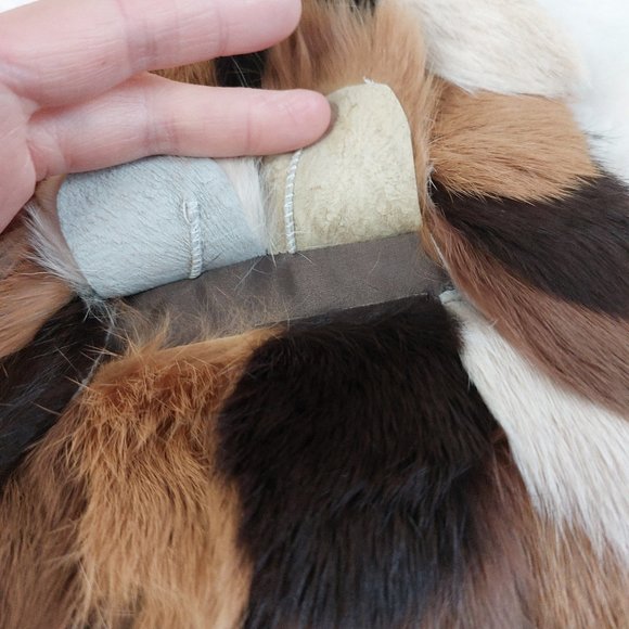 Firenze Collection Women's Brown and Tan Rabbit Fur Small Hand Bag - Picture 4 of 7